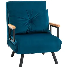 Homcom Schlafsessel mit Schlaffunktion Polyester 73 x 81 x 63 cm Blau mit Kissen