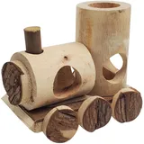 dehner lieblinge Nagerhaus Lokomotive, ca. 16.5 x 14.5 x 12 cm, aus FSC®-zertifizierter Kiefer/Tanne, Natur