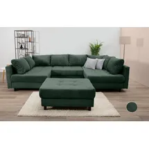 Collection AB Wohnlandschaft COLLECTION AB "Toni U-Form, B: 298 cm", grün (flaschengrün), B:298cm H:44cm T:184cm, 100%Polyester, Sofas, Wohnlandschaft, Set: Sofa & Hocker, 3 Zierkissen, Federkern, Topseller
