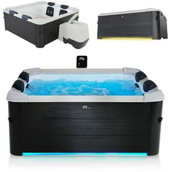 Whirlpool Oslo für 6 Personen - Indoor & Outdoor Pool mit LED, Zubehör & App - Hot Tub Grau