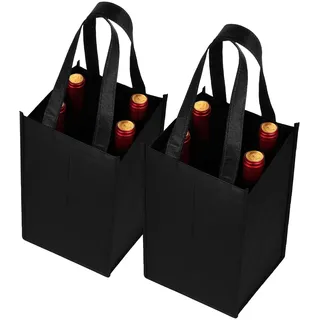 2 Stück Flaschenträger 4 Fächer Flaschentasche Wiederverwendbar Filz Flaschen Tasche Faltbarer Flaschenträger für Wasserflaschen, Wein und Bier Pfandflaschen und als Einkaufstasche 31 x 18 x 18 cm