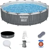 Steel Pro MaxTM Frame Pool Komplett-set Mit Filterpumpe Ø 457 X 107 Cm, Led-design, Rund