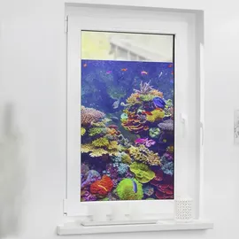 Lichtblick Fensterfolie Aquarium, 1 St., blickdicht, strukturiertKlebepunkte, selbstklebend, Sichtschutz bunt B/L: ca. 100x100 cm