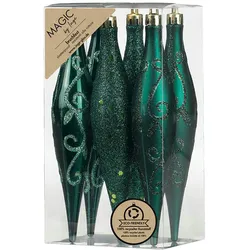 6 Christbaumschmuck Eiszapfen 15cm Kunststoff Christbaumkugeln Glitzer Muster Weihnachtskugeln Weihnachtsbaumkugeln Weihnachtsdeko Bruchsicher Grün