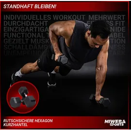 MIWEBA Hexagon Kurzhantel Set 12,5 kg Gusseisen schwarz