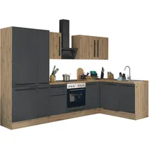 kochstation Winkelküche Florida L-Form 310 cm schwarz