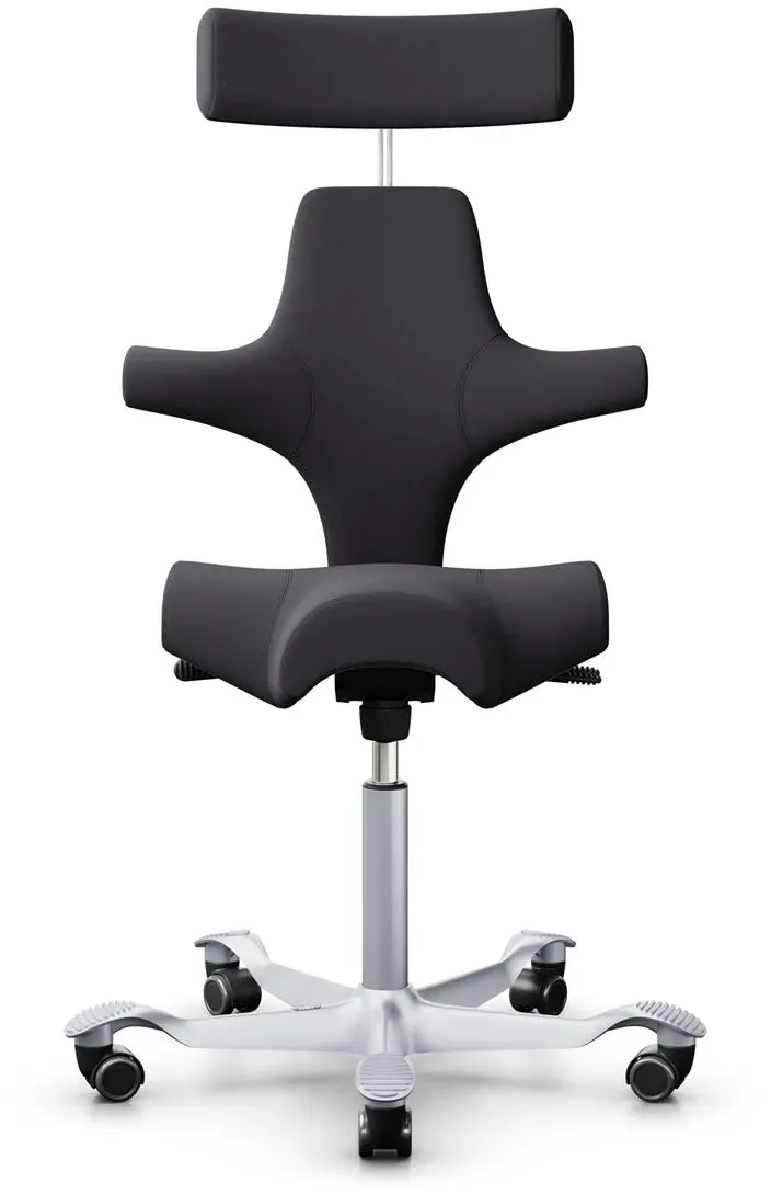 HAG Capisco 8107 Stoff Xtreme Dunkelgrau Gestell Silber mit Kopfstütze