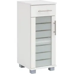 Unterschrank SCHILDMEYER "Nikosia", weiß, B:30cm H:75cm T:32,5cm, Schränke, Breite 30 cm, mit Glastür, 1 Schublade, MDF-Fronten, Metallgriffe