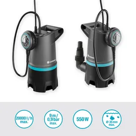 Gardena Schmutzwasser-Tauchpumpe 20000 BASIC 550 W, max. Fördermenge: 20.000 l/h, Eintauchtiefe: 9 m