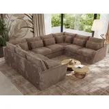 MKS Meble modulares U-förmiges Ecksofa, großes Wohnzimmer-Ecksofa, Big Sofa XXL, Wohnlandschaft, Ecksofa mit losen Kissen, Universal-Ecksofa U - ... - Braun