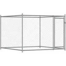 vidaXL Hundezwinger Mit Tür Grau 2x2x1,5 M Verzinkter Stahl Vidaxl