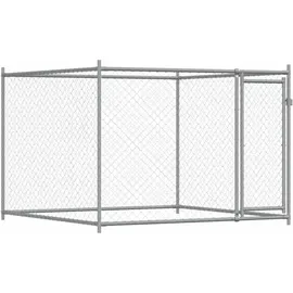 vidaXL Hundezwinger Mit Tür Grau 2x2x1,5 M Verzinkter Stahl Vidaxl