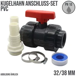 Poolschlauch Kugelhahn Absperrhahn Anschluss-Set 32-38 mm - 6-teilig rot