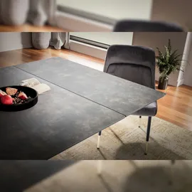 KADIMA DESIGN Esszimmertisch 180 - 260 cm Ausziehbar Keramik Glas Schwarz, Keramiktisch Groß, Designer Küchentisch Rechteckig, Esstisch Extravagant mit