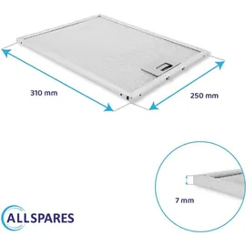 Allspares Metallfilter (x2) für Dunstabzugshauben 310x250x7mm