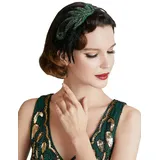 BABEYOND 1920s Stirnband Damen Gatsby Kostüm Accessoires 20er Jahre Flapper Feder Haarband Grün