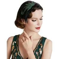 BABEYOND 1920s Stirnband Damen Gatsby Kostüm Accessoires 20er Jahre Flapper Feder Haarband Grün