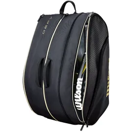 Wilson Defy V1 Padel-Tasche, Mit Thermoguard-Schutz für sechs Padel-Schläger, Kombiniert Komfort, Praktikabilität & Vielseitigkeit, Farbe: Schwarz/Gold
