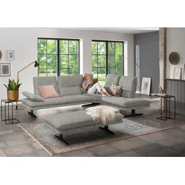 W.Schillig Eckcouch Flachgewebe 284cm 3-Sitzer Grau