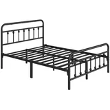 Yaheetech Bettgestell Metallbett, Metall Bettrahmen mit Kopfteil schwarz 140 cm x 200 cm