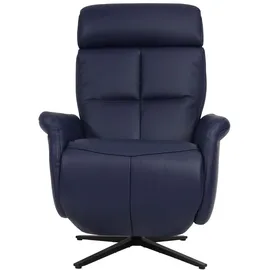 Mendler Relaxsessel HWC-L10, Design Fernsehsessel TV-Sessel Liegesessel, Liegefunktion drehbar, Voll-Leder ~ blau