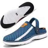 Hausschuhe Herren Clogs Damen Sommer Gartenschuhe Pantoletten Pantoffeln Atmungsaktiv Slip on Sandalen Freizeit Strand Schuhe Dunkelblau 48 - 48 EU