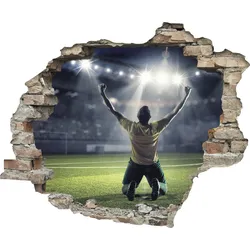 Wandtattoo QUEENCE "Fußball Torjubel", bunt, T:0,1cm, Wandtattoos, Wandsticker, Wandbild, selbstklebend, 3D, Wanddurchbruch