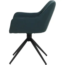 Mendler Einzelst�ck | 2er-Set Esszimmerstuhl HWC-O47, Küchenstuhl Armlehne, drehbar Auto-Return, Stoff/Textil (270g/m2) ~ petrol-grün