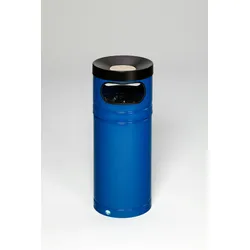 PROREGAL Robuster Kombiascher für Kunststoffsäcke | 56 Liter, HxBxT 88,5x36,5x36,5cm | Stahl | Blau | Mülleimer Aschenbecher Abfalleimer