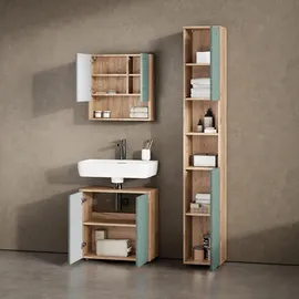 livinity Waschbeckenunterschrank Ronco 60 x 59 x 30 cm Grün/Goldkraft Eiche
