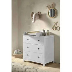 Wickelaufsatz VIPACK "Amori, passend für die Amori Kommode AMKO3314", weiß, B:53cm H:14cm T:72,6cm, Massivholz, Wickelaufsätze, Kiefer massiv, weiß lackiert