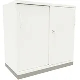 FM Büromöbel Schiebetürenschrank Stahl 80 cm weiß 1 Fachboden