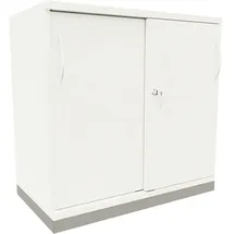 FM Büromöbel Schiebetürenschrank Stahl 80 cm weiß 1 Fachboden