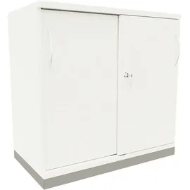 FM Büromöbel Schiebetürenschrank Stahl 80 cm weiß 1 Fachboden