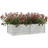 vidaXL Garten-Hochbeet verzinkter Stahl rechteckig 160 x 80 x 45 cm Silber