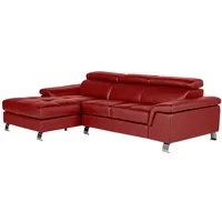 Vente-unique Ecksofa Leder - Ecke Links - Rot - Mishima