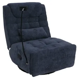 Mendler Relaxsessel HWC-P92 Chenille 82 x 96 x 0 cm Blau drehbar mit Liegeposition