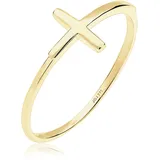 Elli PREMIUM Ring Kreuz Trend Geo Minimal in 375 Gelbgold