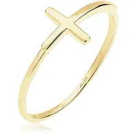 Elli PREMIUM Ring Kreuz Trend Geo Minimal in 375 Gelbgold
