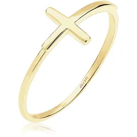 Elli PREMIUM Ring Kreuz Trend Geo Minimal in 375 Gelbgold