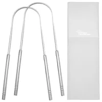 Newgen Medicals 2er-Set Edelstahl-Zungenschaber mit Aufbewahrungsbox