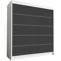 Silape Sofnet Schwebetürenschrank, Weiß, Schwarz, Holzwerkstoff, Rechteckig, 180x215x58 cm