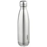 Relaxdays Trinkflasche Edelstahl, auslaufsicher, Kalt- Heißgetränke, Vakuum Isolierflasche 500 ml, Silber