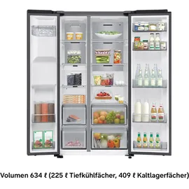 Samsung RS70F66KBFEF Side-by-Side (634 l, 1784 mm hoch, Schwarz)