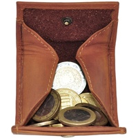 Benthill Münzbörse Klein Leder - Minibörse aus echtem Leder - Kleingeldschütte - Wiener Schachtel - Mini Münzen-Geldbörse, Farbe:Braun