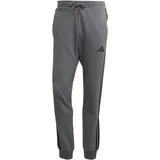 Adidas Herren Essential Three Stripes Fleece Pant, Dark Grey Heather/Black, XXL