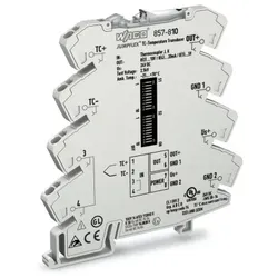 Wago 857-810 Temperaturmessumformer für Thermoelemente, Strom- und Spannungsausgangssignal, Konfiguration per DIP Schalter, lichtgrau 857810