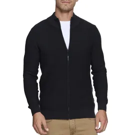 Indicode Strickjacke "Marland", Herren, Gr. XXL, schwarz, Strick, Obermaterial: 100% Baumwolle, unifarben, normal, hoch geschlossener Ausschnitt, Strickjacken Strickjacke