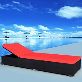 furnicato Sonnenliege 195 x 60 x 31 cm Schwarz/Rot