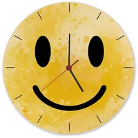Speecheese Grinsendes Emoticon gelbe Wanduhr aus Glas witzige Uhr
